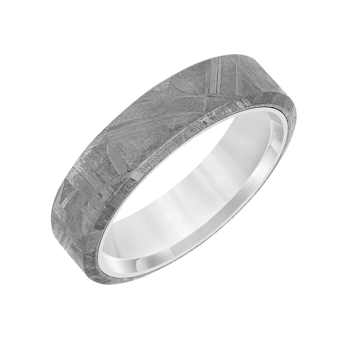 Meteorite & Tungsten Interior 6 mm Wedding Band, Size 10