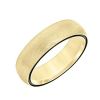 Yellow Gold Brushed 6 mm Wedding Band with Black Enamel Sidewall, Size 10