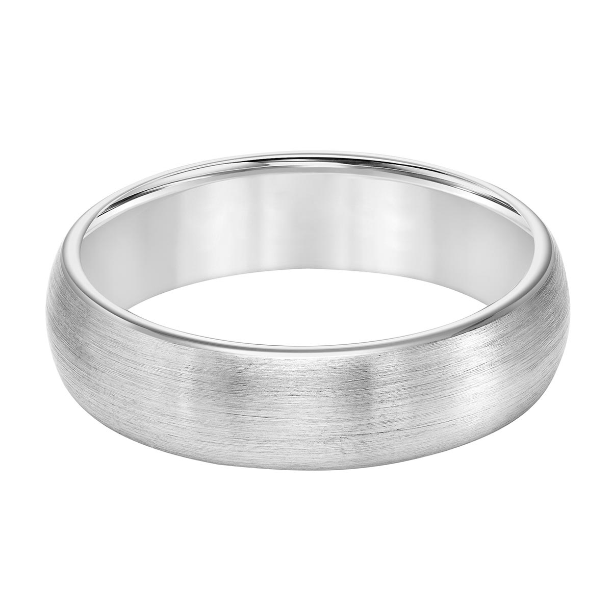White Tungsten Satin 6 mm Wedding Band, Size 10