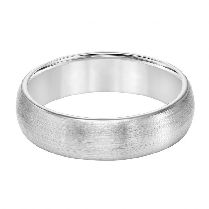 White Tungsten Satin 6 mm Wedding Band, Size 10