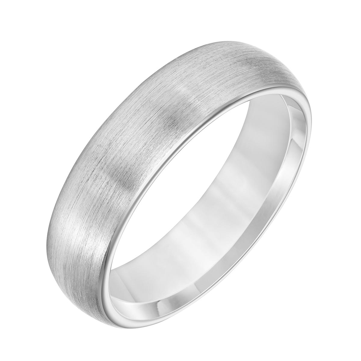 White Tungsten Satin 6 mm Wedding Band, Size 10