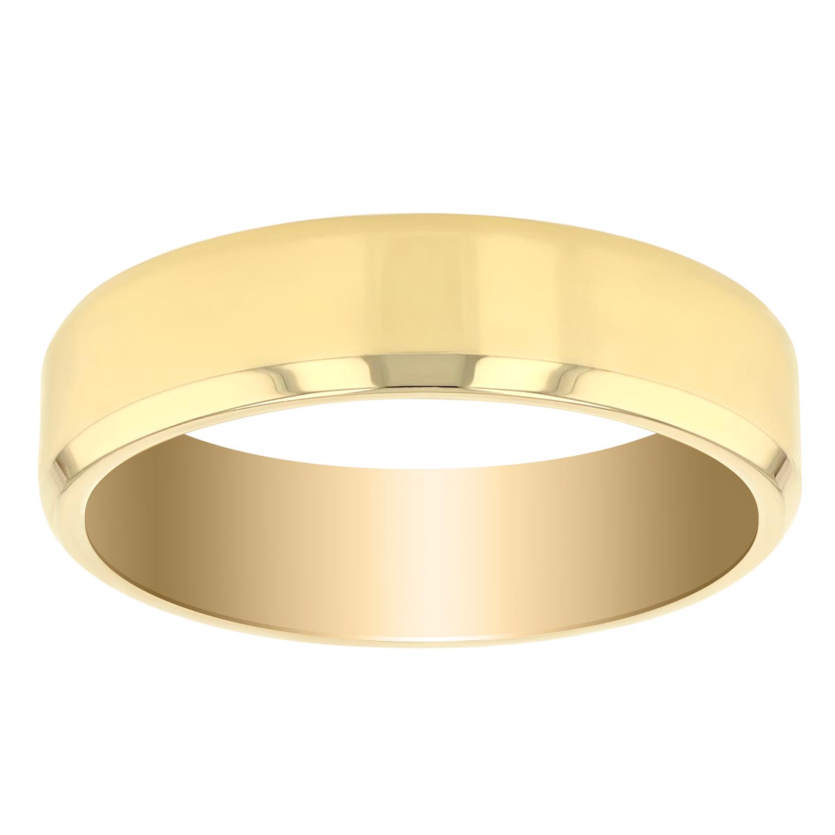 Yellow Gold Comfort Fit Beveled 5 mm Wedding Band, Size 6
