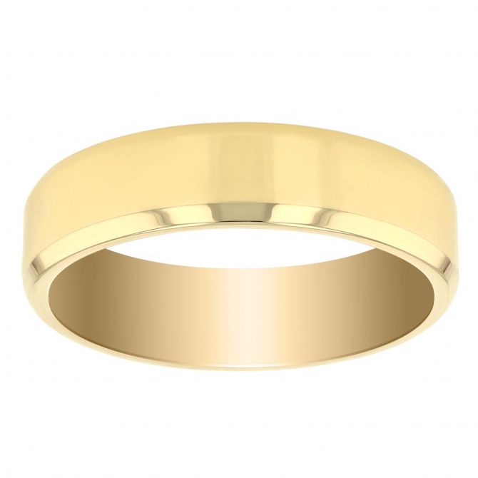 Yellow Gold Comfort Fit Beveled 5 mm Wedding Band, Size 6