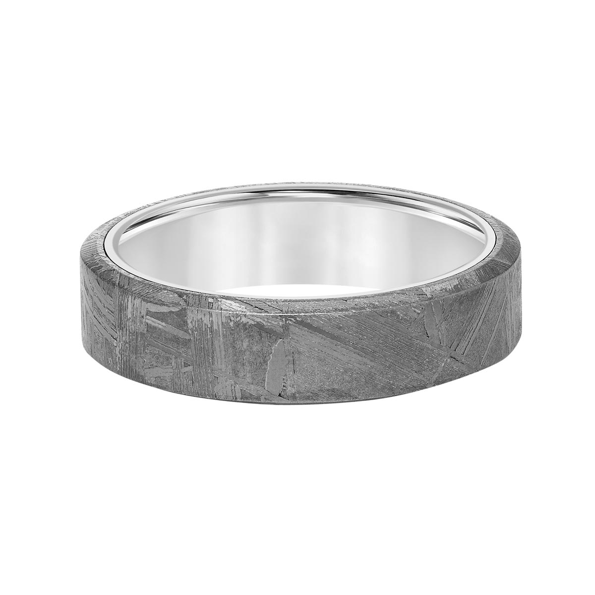 Meteorite & Tungsten Interior 6 mm Wedding Band, Size 8.5