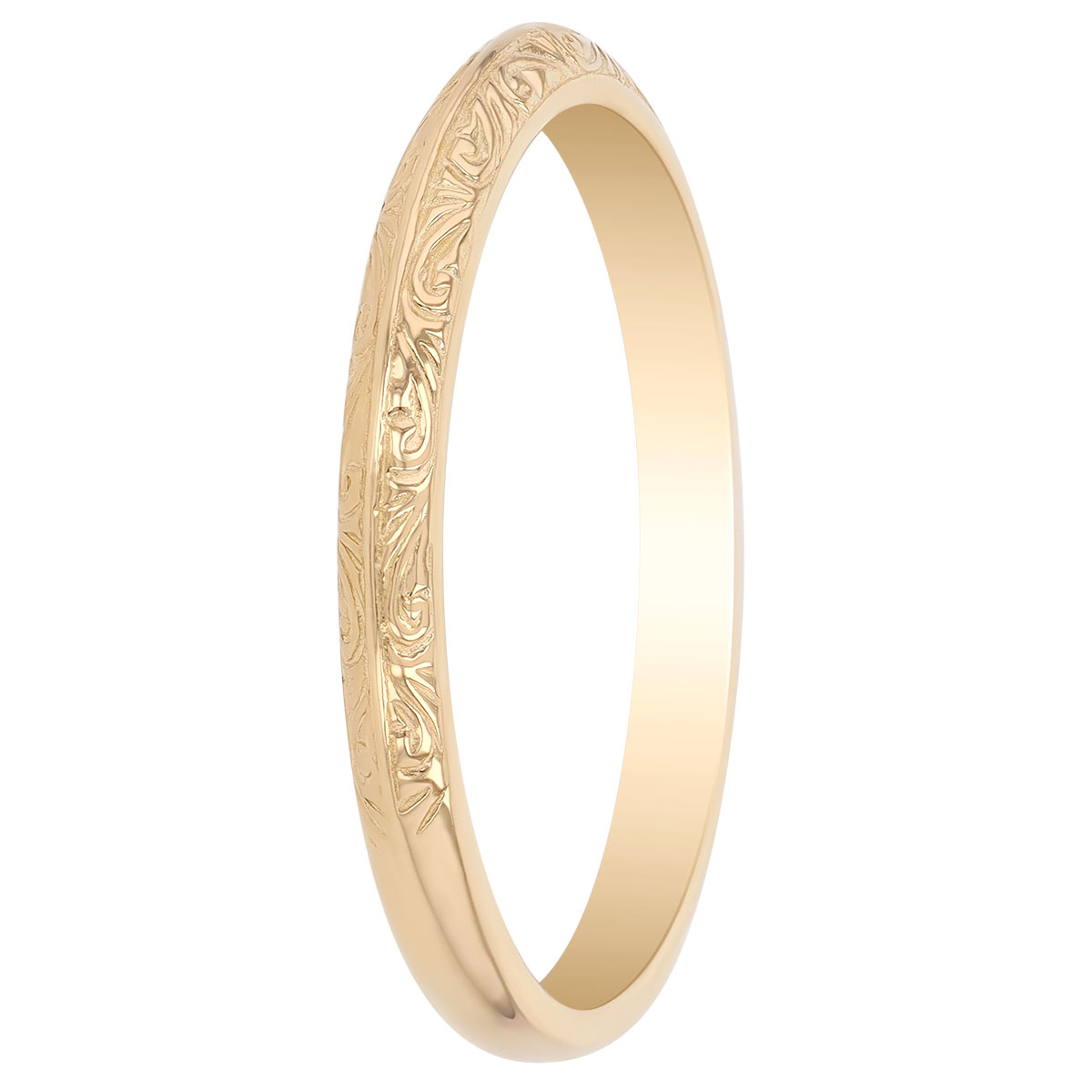 Yellow Gold Filigree Design Knife Edge Wedding Band