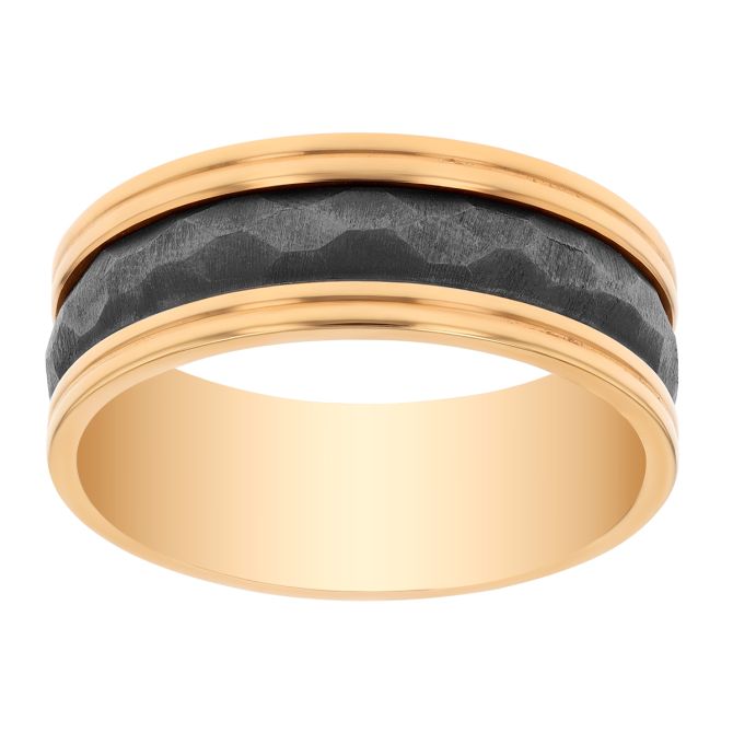 Furrer-Jacot Faceted Tantalum & Rose Gold Wedding Band, Size 10