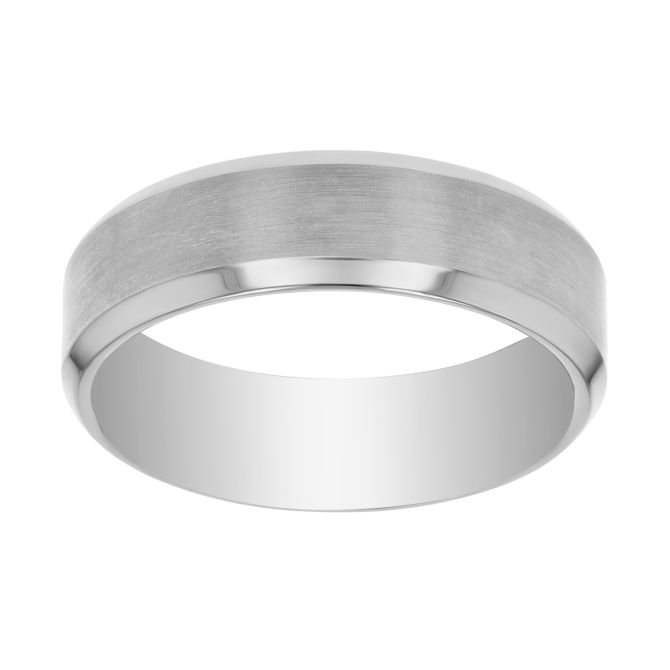 Furrer-Jacot White Gold Satin & High Polish Finish Wedding Band, Size 10