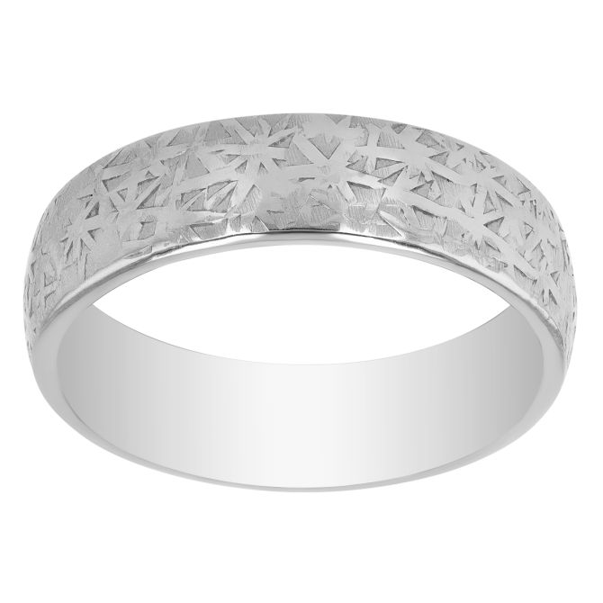 Furrer-Jacot White Gold Starburst Pattern Wedding Band, Size 10