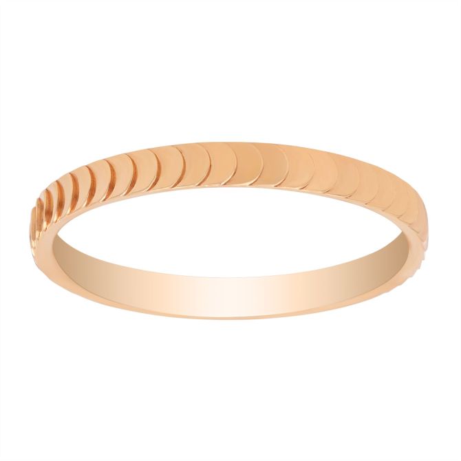 Furrer-Jacot Rose Gold Scallop Pattern Wedding Band, Size 10