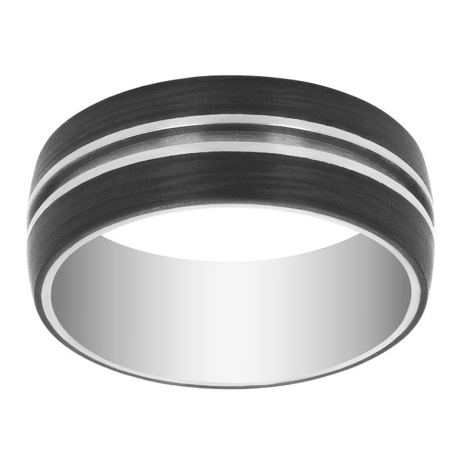 Furrer-Jacot White Gold & Carbon Fiber Wedding Band, Size 10