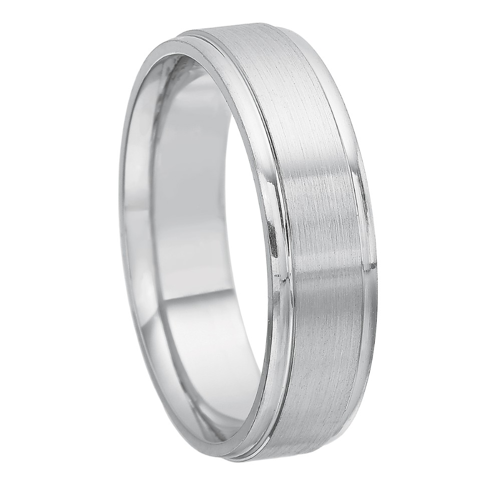 Platinum Step Edge Brushed 6 mm Band, Size 10