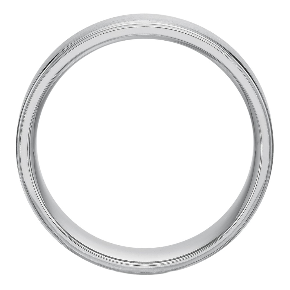 Platinum Step Edge Brushed 6 mm Band, Size 10