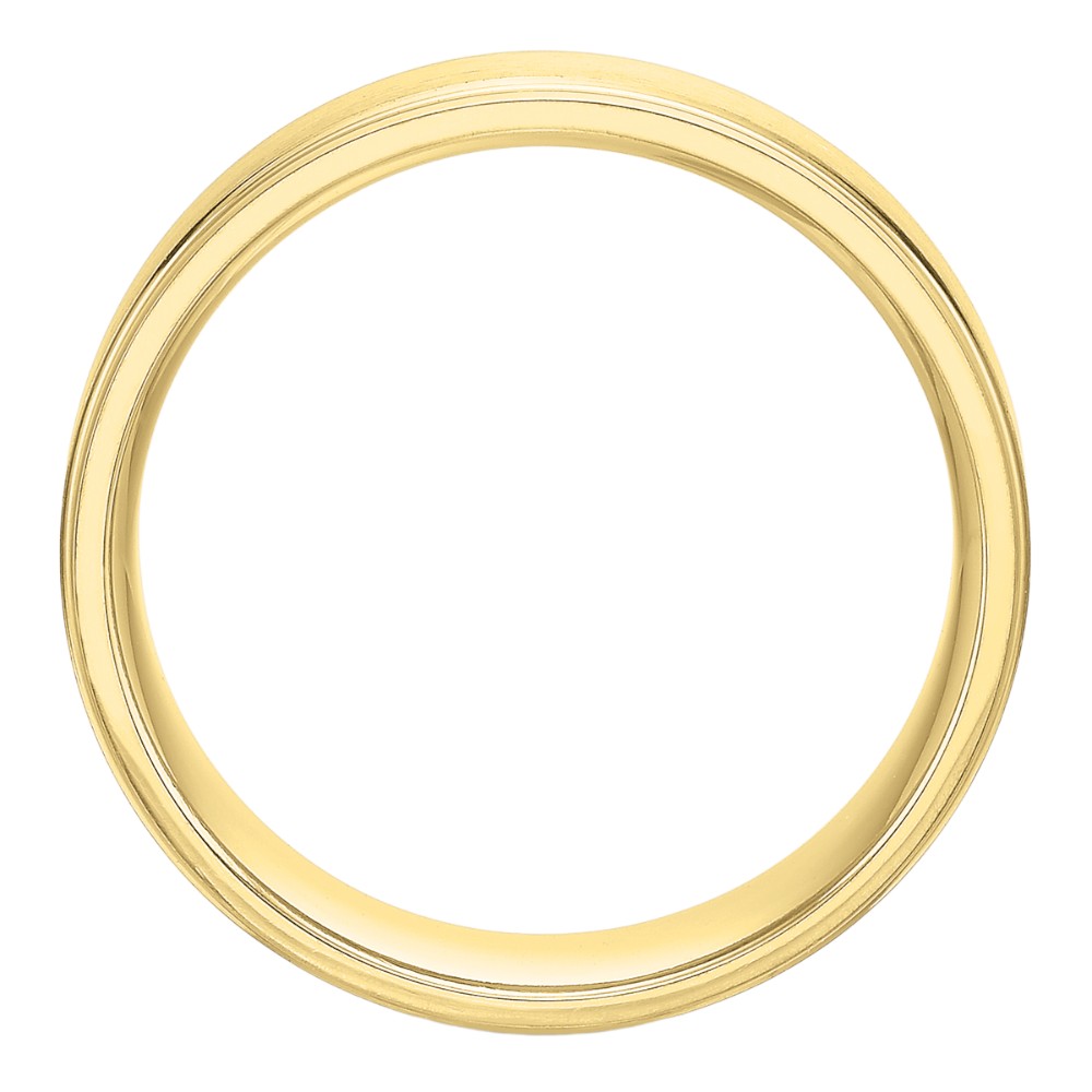 Yellow Gold Step Edge Brushed 6 mm Band, Size 10