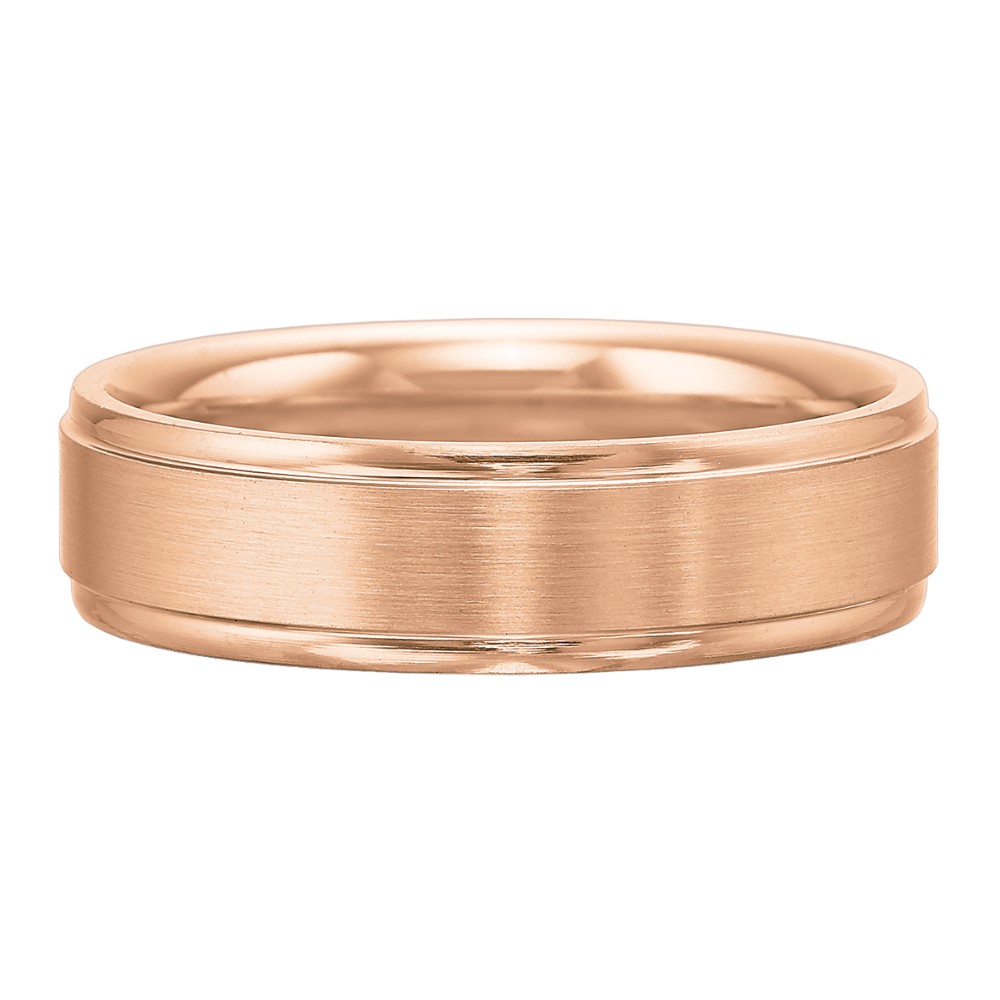 Rose Gold Step Edge Brushed 6 mm Band, Size 10