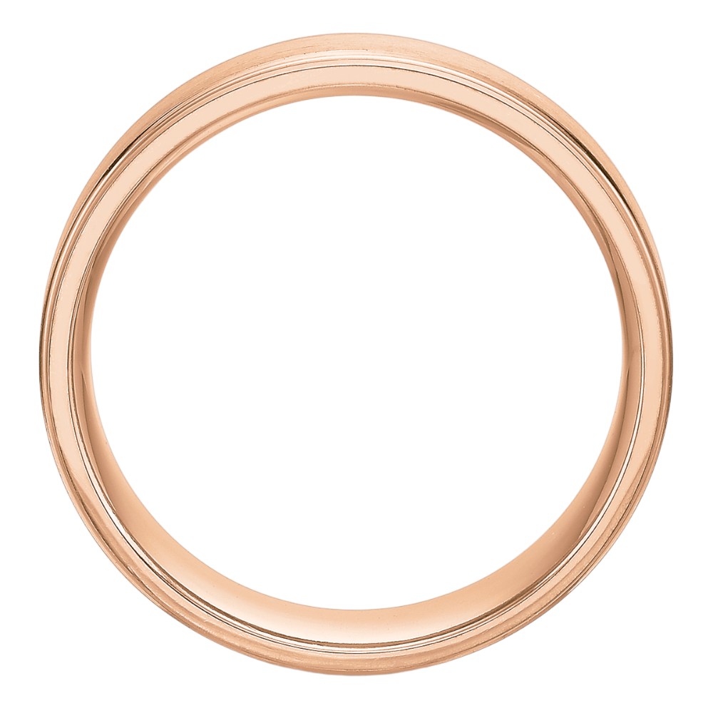 Rose Gold Step Edge Brushed 6 mm Band, Size 10