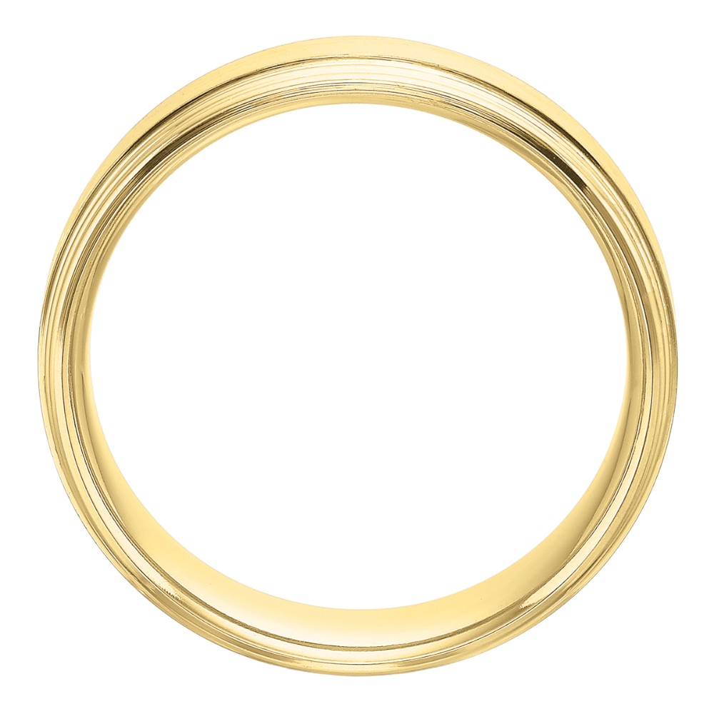 Yellow Gold Grooved Step Edge Brushed 6 mm Band, Size 10