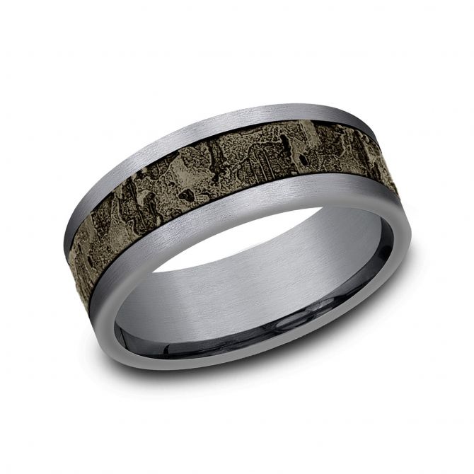 Benchmark Grey Tantalum & Bronze Texture 8 mm Wedding Band, Size 10