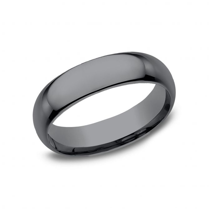 Benchmark Dark Tantalum High Polish Rounded 6.5 mm Wedding Band, Size 10