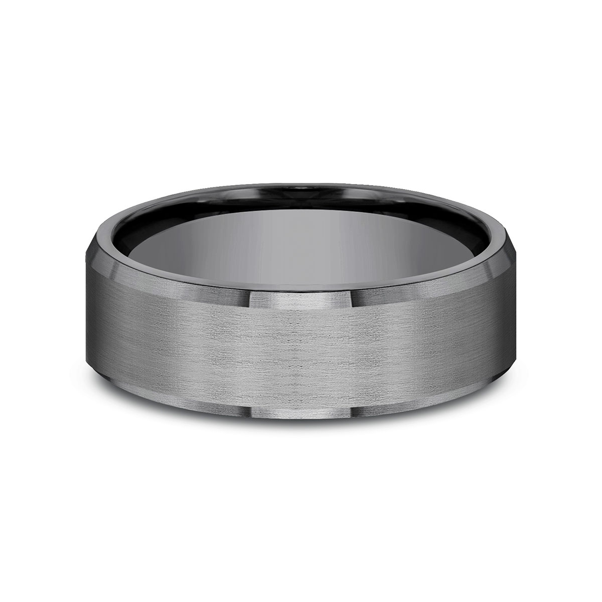 Benchmark Dark Tantalum Satin Finish Beveled Edge 7 mm Wedding Band, Size 10