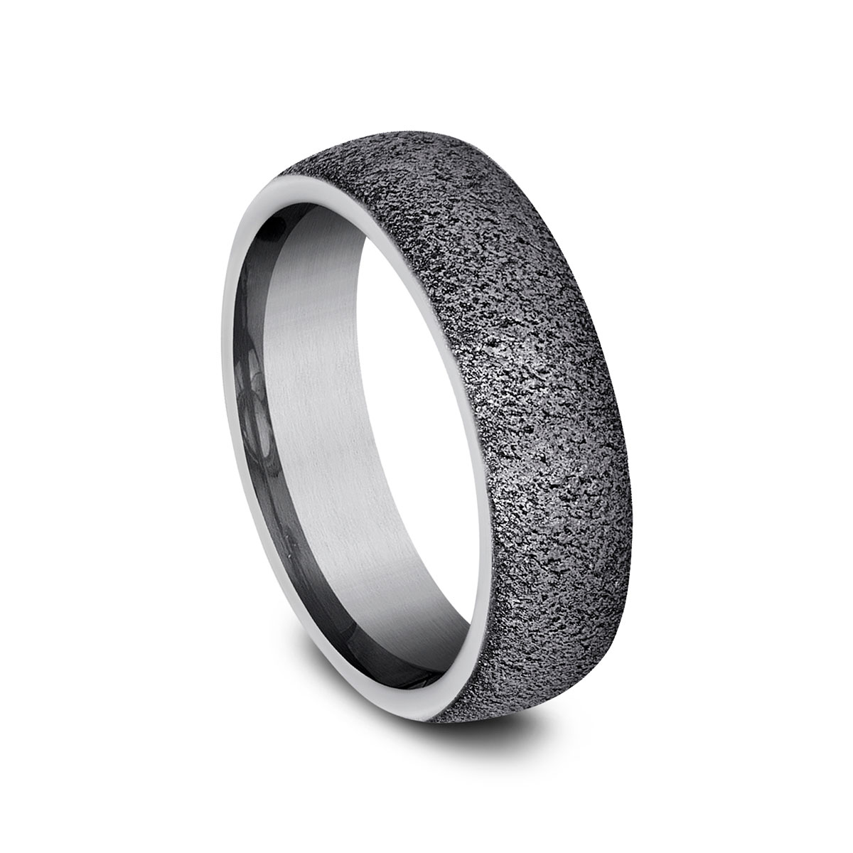 Benchmark Grey Tantalum Stone Texture 6 mm Wedding Band, Size 10