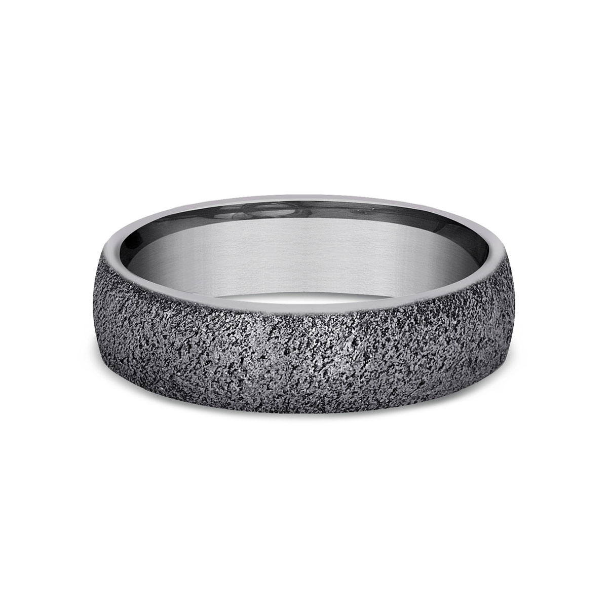 Benchmark Grey Tantalum Stone Texture 6 mm Wedding Band, Size 10