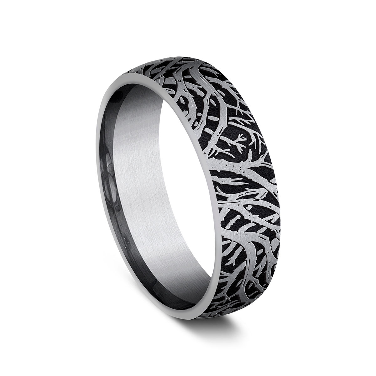 Benchmark Grey Tantalum Forest Pattern 6 mm Wedding Band, Size 10