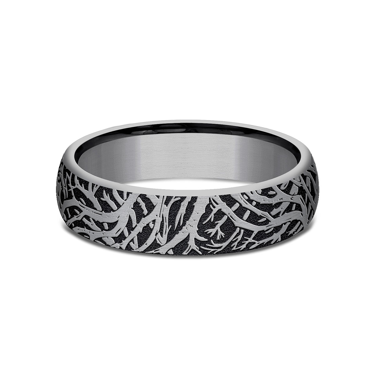 Benchmark Grey Tantalum Forest Pattern 6 mm Wedding Band, Size 10