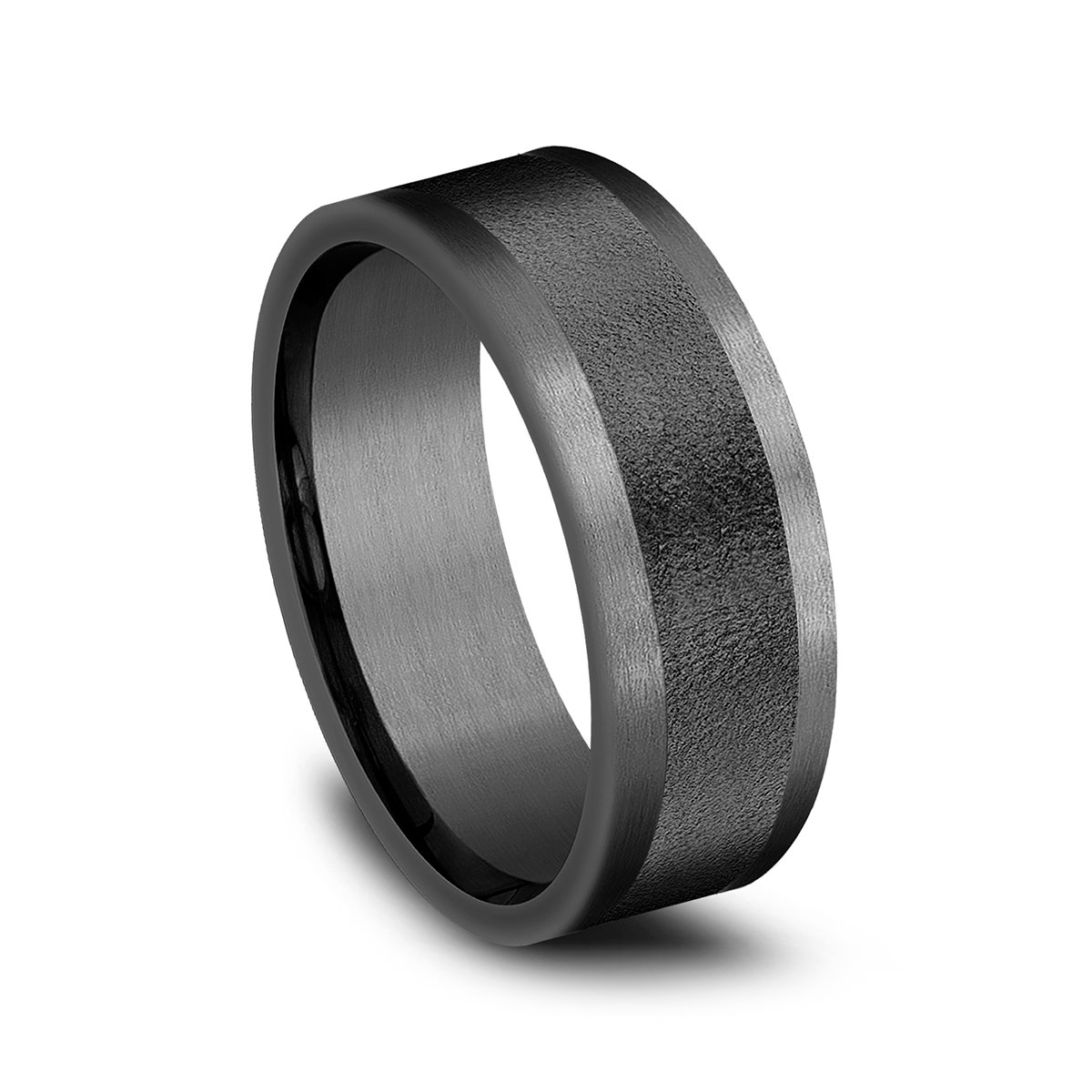 Benchmark Dark Tantalum Wirebrush Finish & Satin Edge 8 mm Wedding Band, Size 10