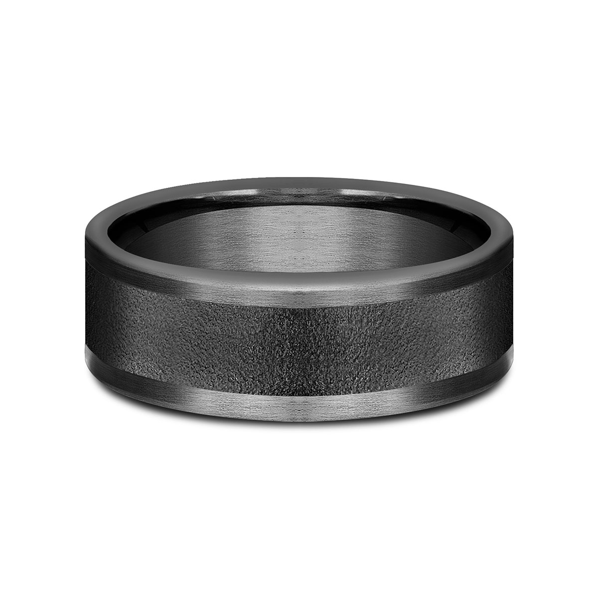 Benchmark Dark Tantalum Wirebrush Finish & Satin Edge 8 mm Wedding Band, Size 10