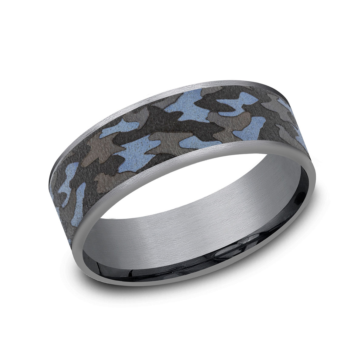 Benchmark Tantalum Camo Pattern 7.5 mm Wedding Band, Size 10