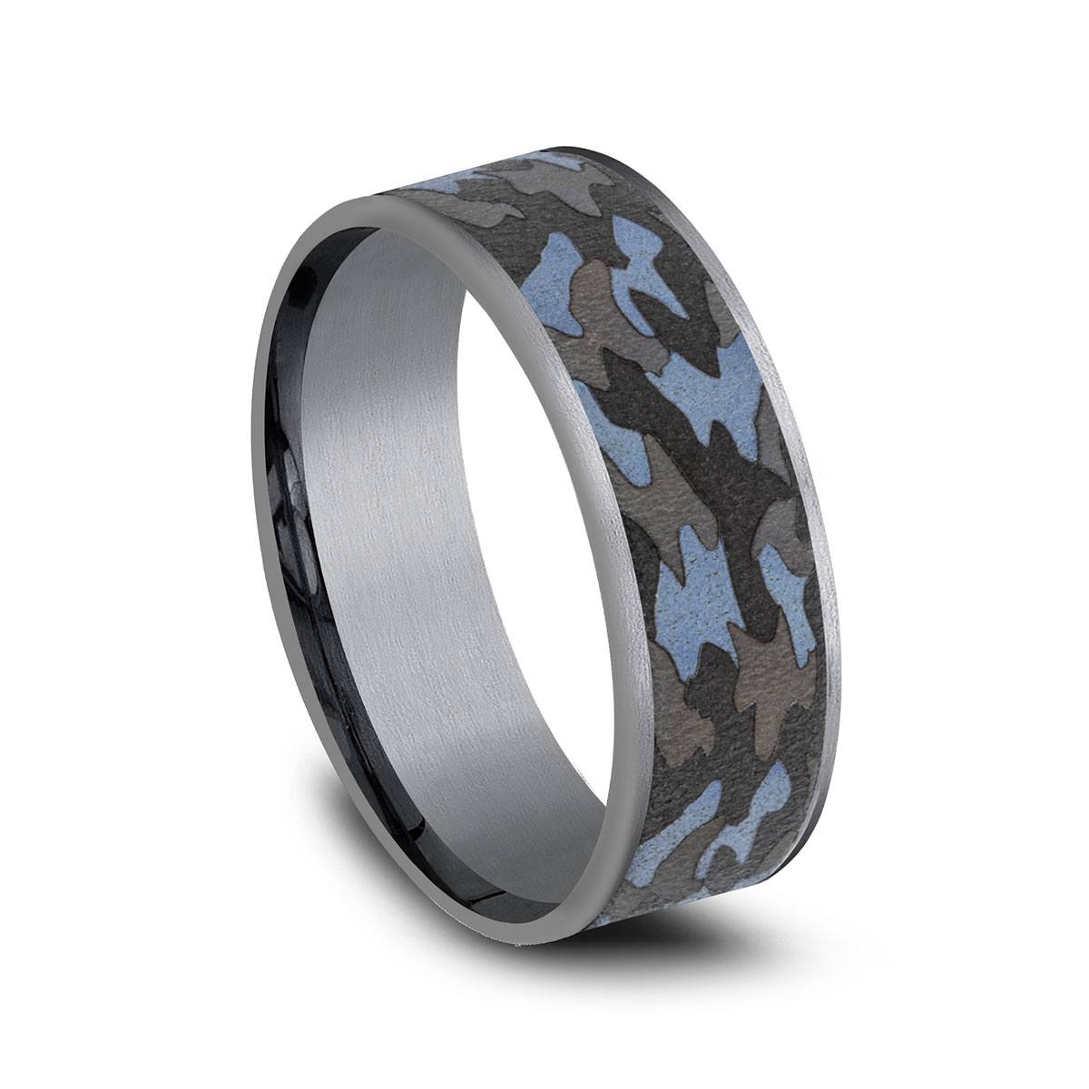 Benchmark Tantalum Camo Pattern 7.5 mm Wedding Band, Size 10