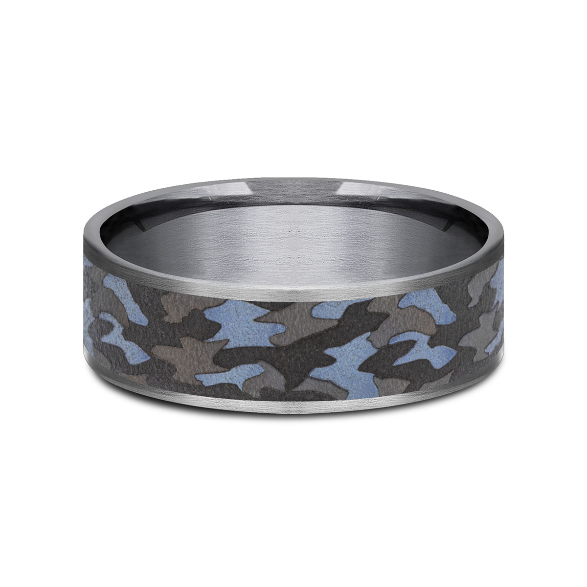 Benchmark Tantalum Camo Pattern 7.5 mm Wedding Band, Size 10