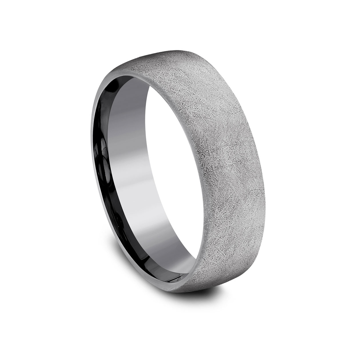 Benchmark Grey Tantalum Swirl Finish Rounded 6.5 mm Wedding Band, Size 10