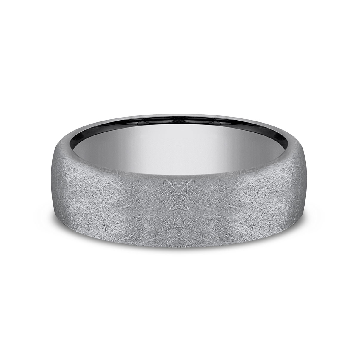 Benchmark Grey Tantalum Swirl Finish Rounded 6.5 mm Wedding Band, Size 10