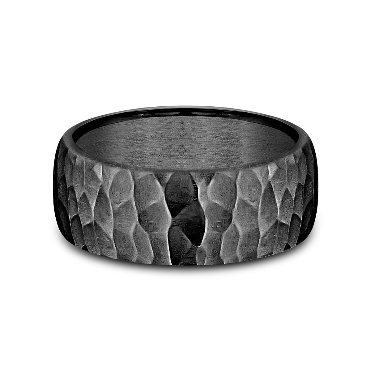 Benchmark Dark Tantalum Hammered Finish 8 mm Wedding Band, Size 10