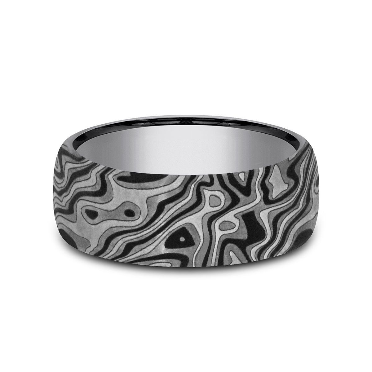 Benchmark Grey Tantalum Mokume Pattern 7.5 mm Wedding Band, Size 10