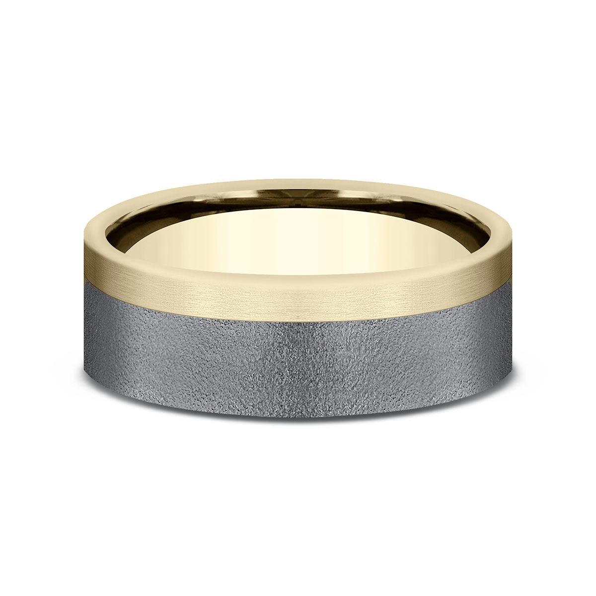 Benchmark Yellow Gold & Dark Tantalum Wirebrush Finish 7 mm Wedding Band, Size 10