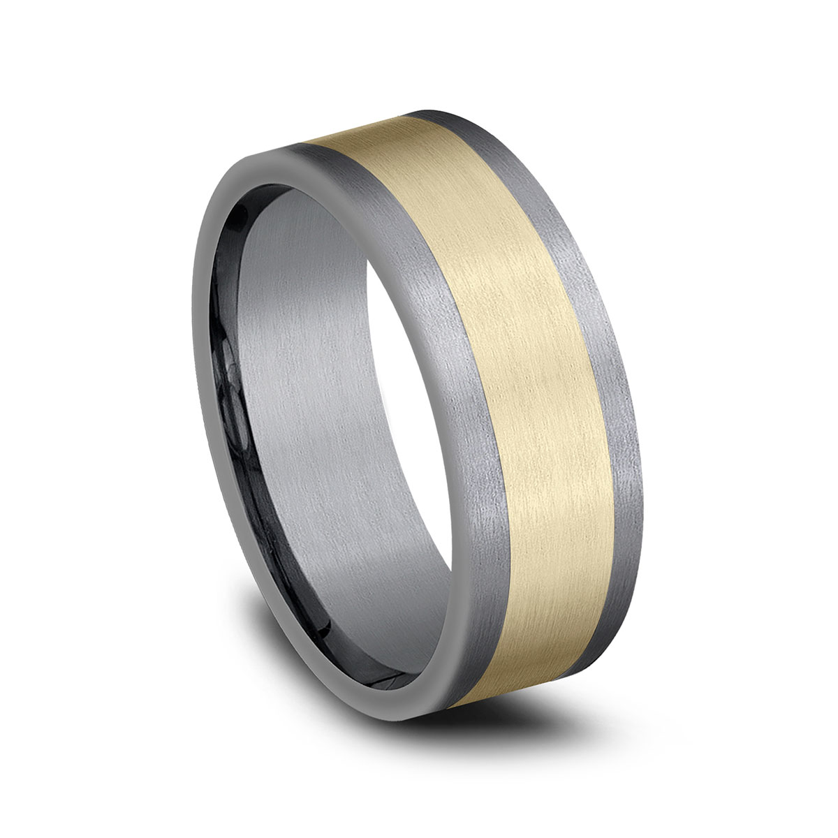 Benchmark Yellow Gold & Grey Tantalum Satin 8 mm Wedding Band, Size 10