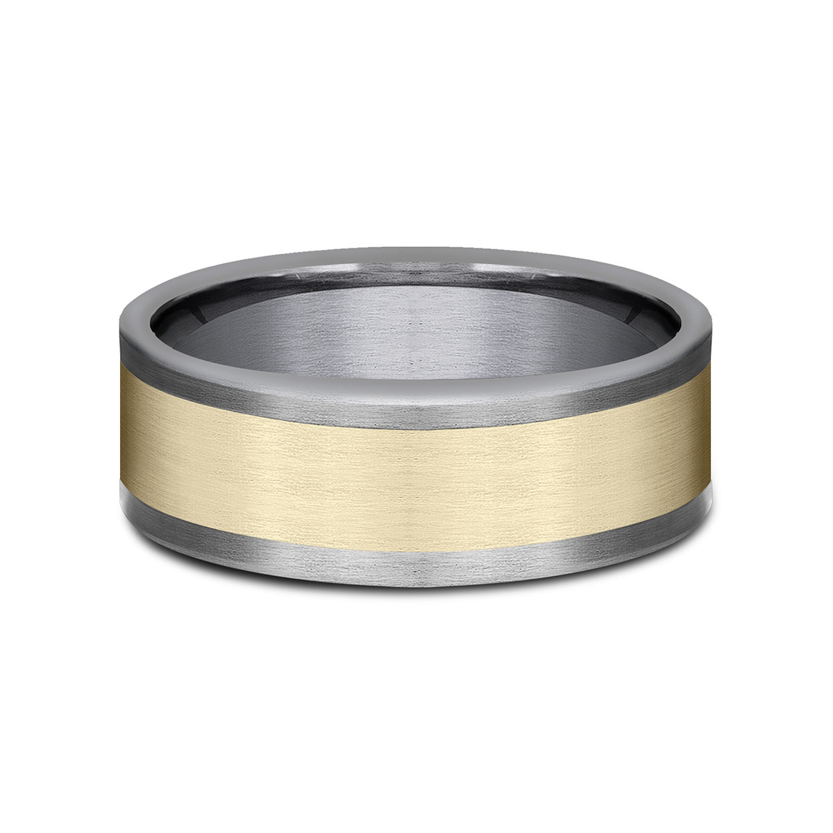 Benchmark Yellow Gold & Grey Tantalum Satin 8 mm Wedding Band, Size 10