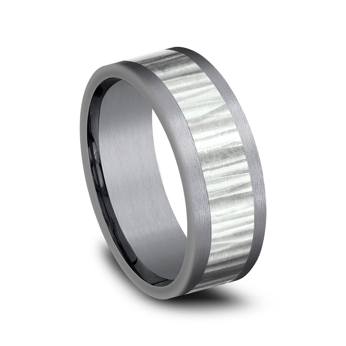 Benchmark Rings Benchmark Hammered White Gold & Satin Grey Tantalum 8 mm Wedding Band ...