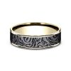 Benchmark Dark Tantalum & Yellow Gold Mokume Pattern 6.5 mm Wedding Band, Size 10
