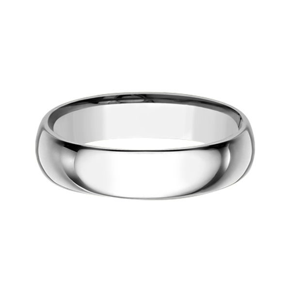 Benchmark Rings White Gold Dome Comfort Fit Men's Wedding Band, 5 mm, Size 9