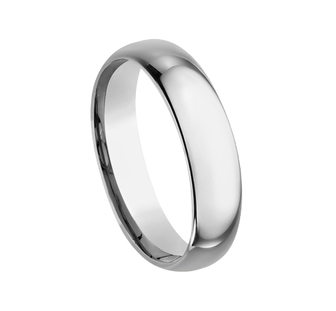 Benchmark Rings White Gold Dome Comfort Fit Men's Wedding Band, 5 mm, Size 9