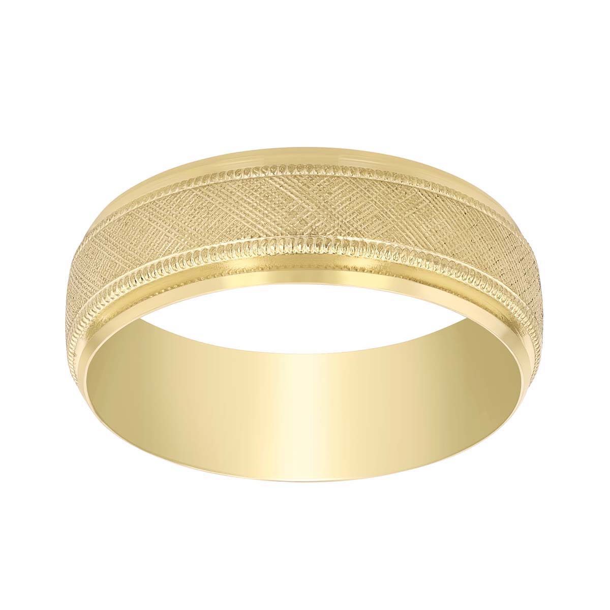 Yellow Gold Woven Pattern Wedding Band with Milgrain Detail