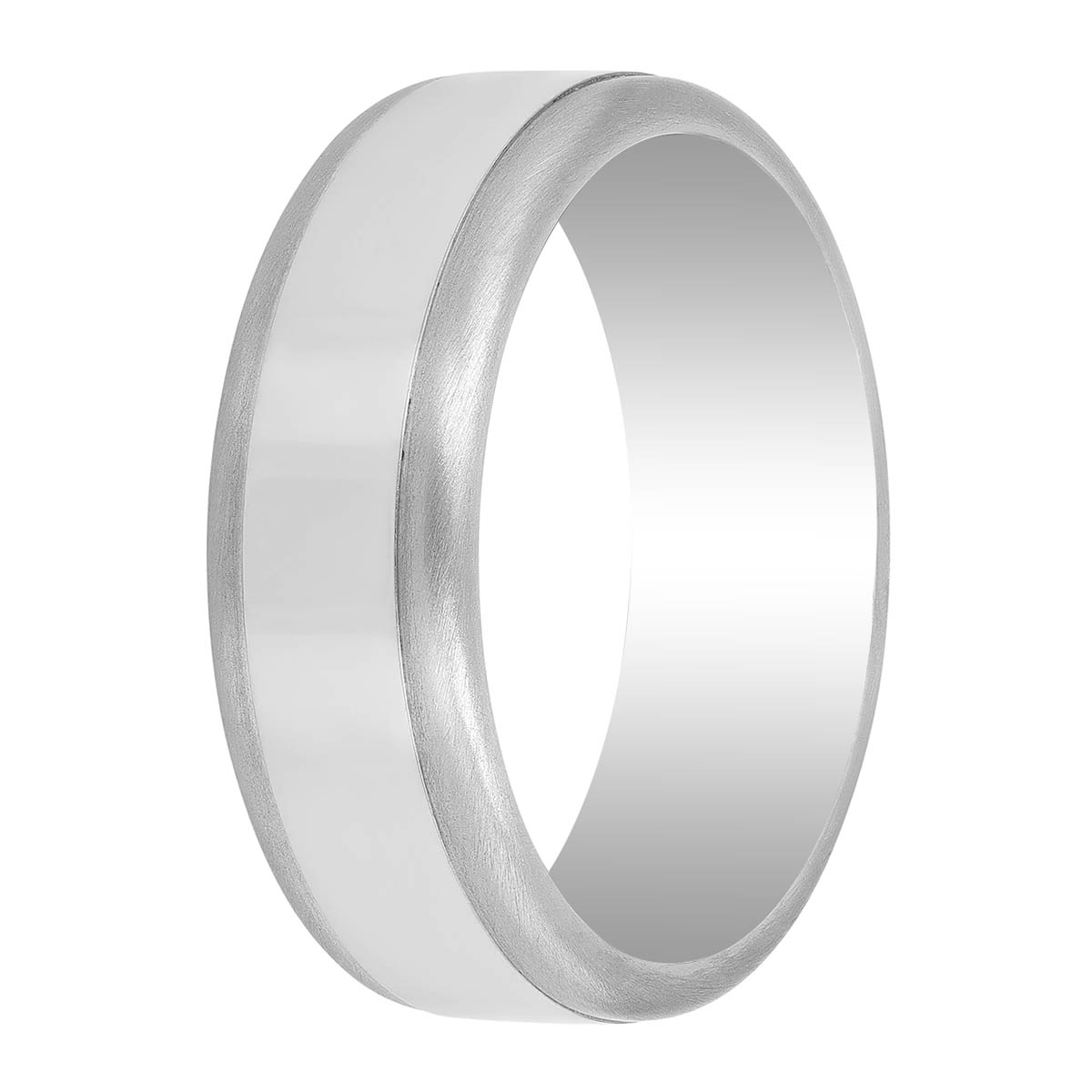 Platinum Polished Center Flat Wedding Band, Size 10