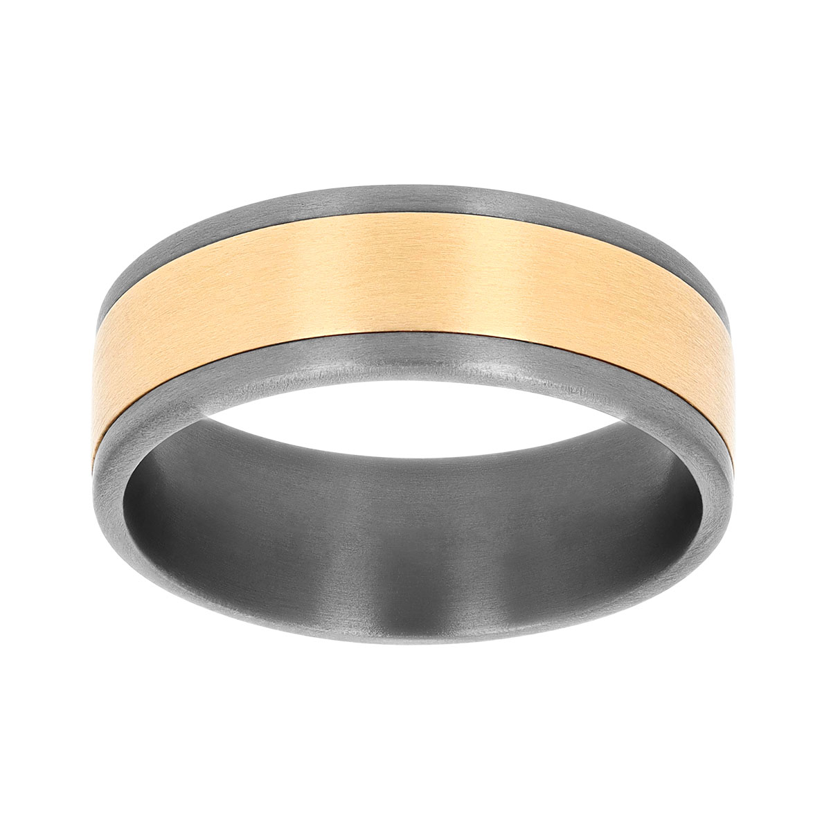 Yellow Gold & Titanium Satin Finish Wedding Band, Size 10.5
