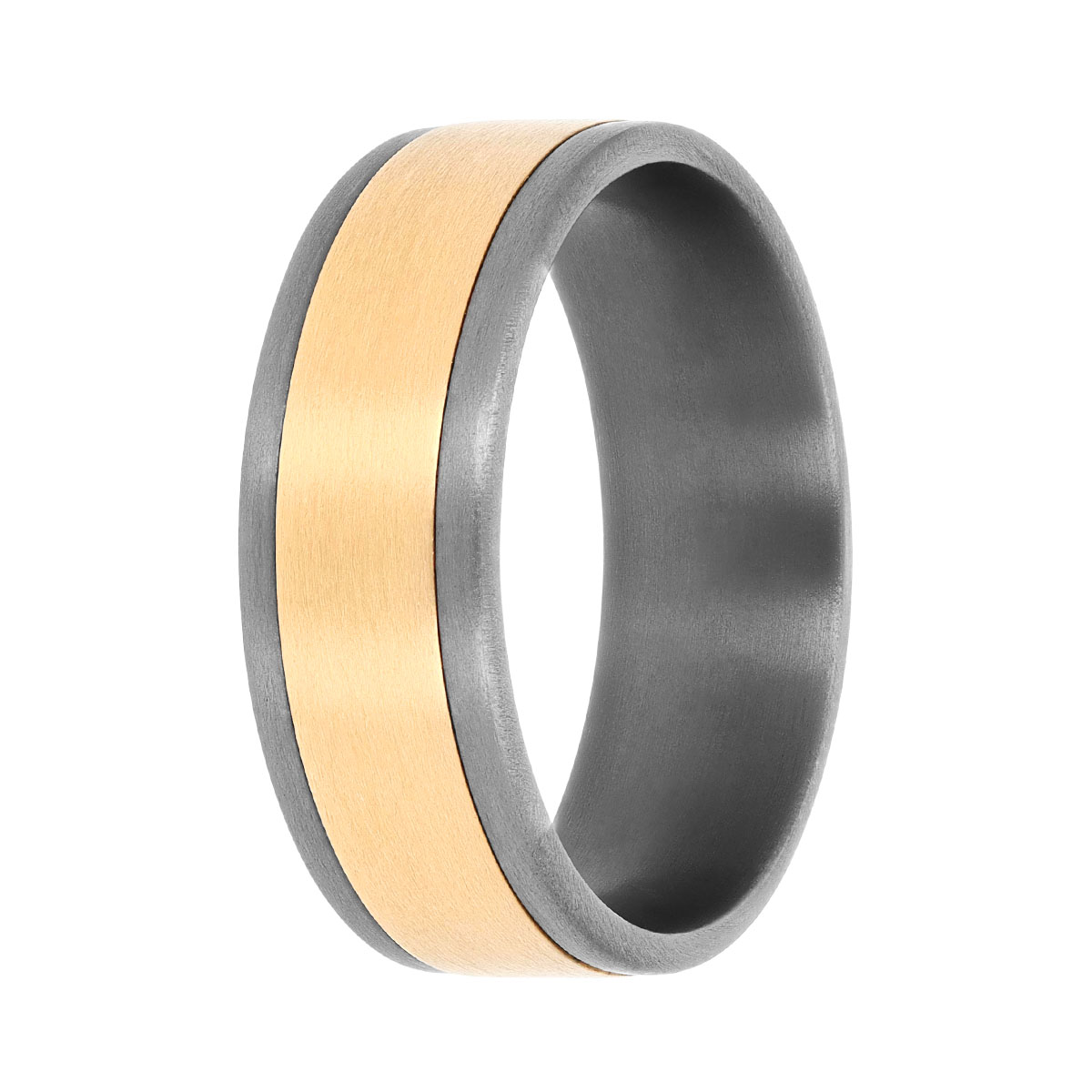 Yellow Gold & Titanium Satin Finish Wedding Band, Size 10.5