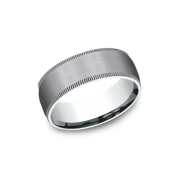 Benchmark Rings Mentor White Gold & Grey Tantalum Satin Center Wedding Band, Size 10