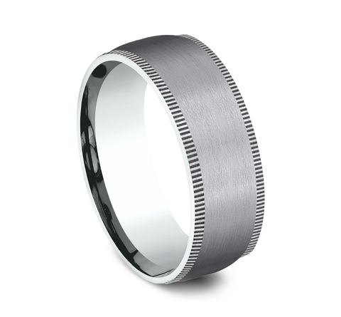 Benchmark Rings Mentor White Gold & Grey Tantalum Satin Center Wedding Band, Size 10