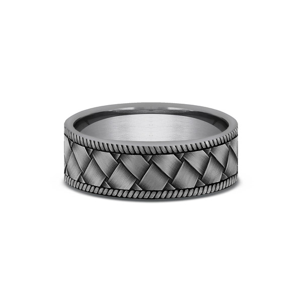 Benchmark Rings Basket Grey Tantalum Weave Pattern Wedding Band, Size 10
